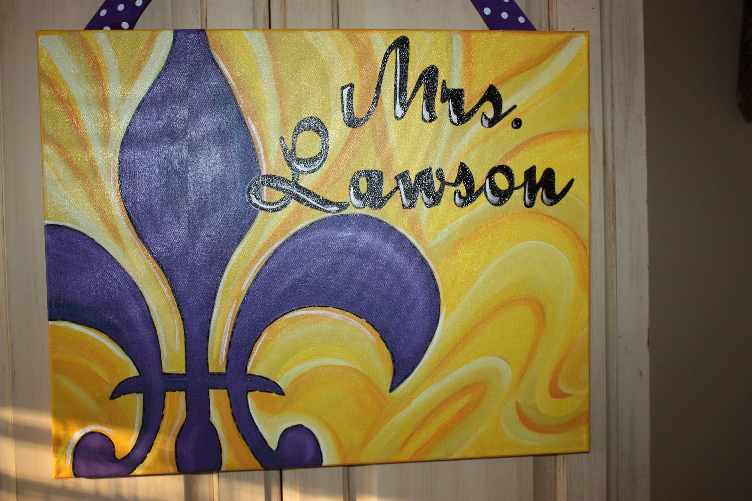 1500x1000 Lsu Fleur Di Lis Style Canvas Painting 16 X 20 Inches Teacher - Lsu Canvas Painting