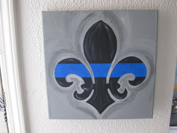570x428 Thin Blue Line Fleur De Lis 12 X 12 Canvas Art Painting - Lsu Canvas Painting