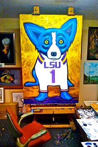 200x300 George Rodrigue's Iconic Blue Dog Shows Its Lsu Colors - Lsu Painting