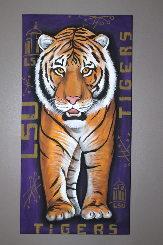 570x855 Items Similar To Lsu Standing Tiger Painting 17x40 On Etsy - Lsu Painting