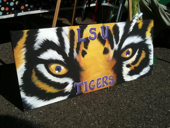 570x428 Items Similar To Lsu Tiger Eyes Painting On Custom Made Canvas - Lsu Painting