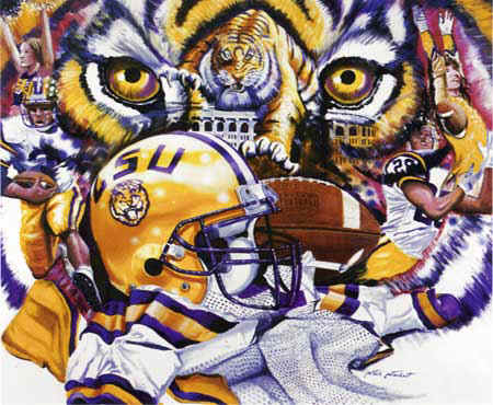 450x370 Lsu Fighting Tigers Football Sports Art Print - Lsu Painting