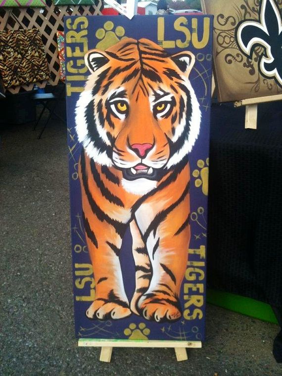 570x760 Lsu Standing Tiger Painting 17x40 Free By Sonyasartsandcrafts - Lsu Tiger Painting