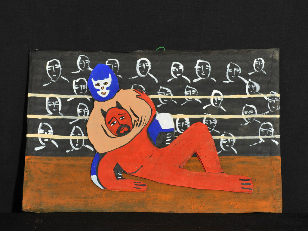 1024x768 Lucha Libre Painting Oaxaca Blue Demon Takes - Lucha Libre Painting