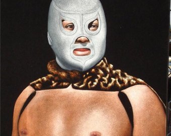 340x270 El Santo Mexican Wrestling Black Velvet Original Oil Painting - Lucha Libre Painting