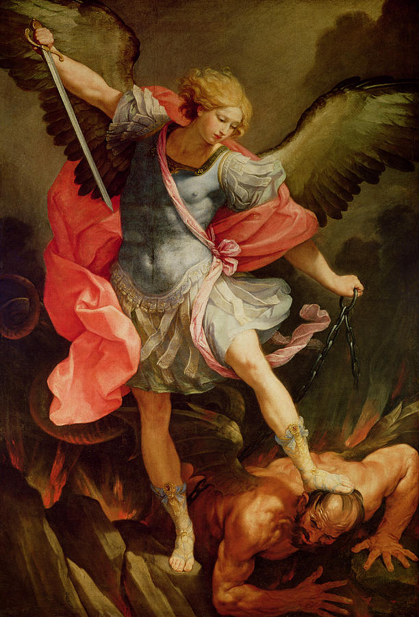612x900 The Archangel Michael Defeating Satan Painting By Guido Reni - Lucifer Painting