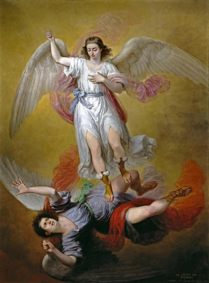 666x900 The Fall Of Lucifer Painting By Antonio Maria Esquivel - Lucifer Painting