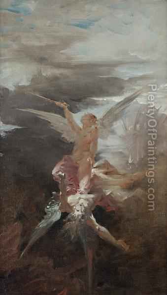 339x600 The Fall Of Lucifer Oil Painting Reproduction By Edouard Marie - Lucifer Painting