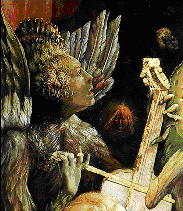 375x433 The Isenheim Altarpiece Pt 1 Pestilence And The Concert Of Angels - Lucifer Painting Angel