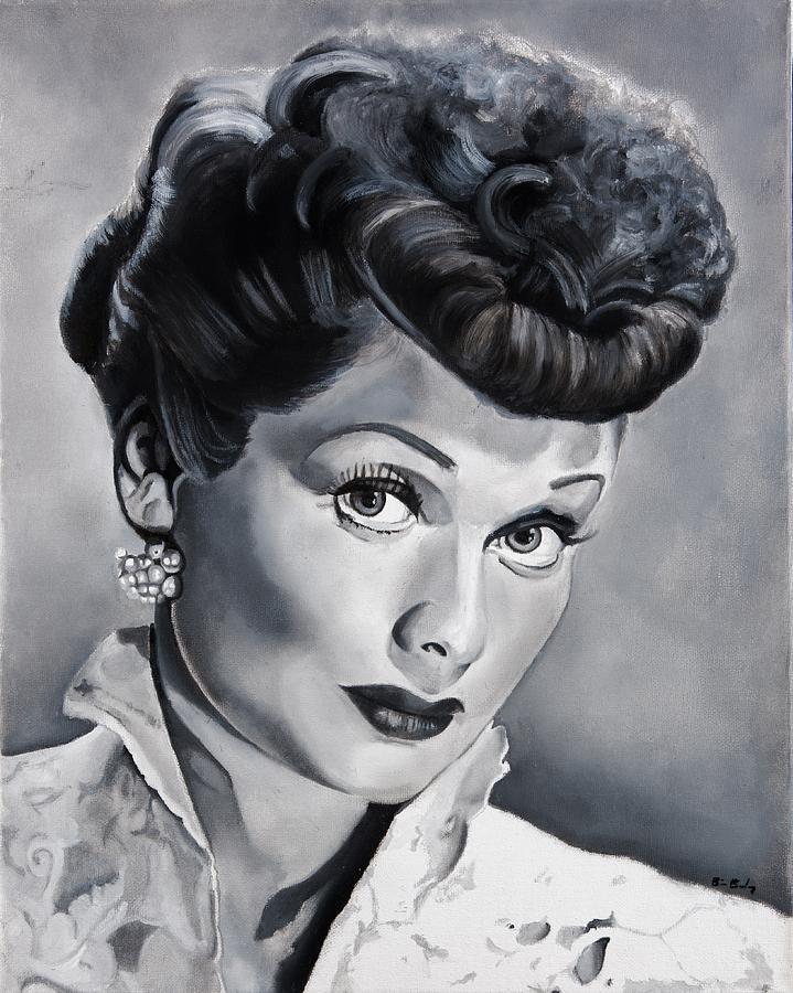 719x900 Lucille Ball Painting By Brian Broadway - Lucille Ball Painting