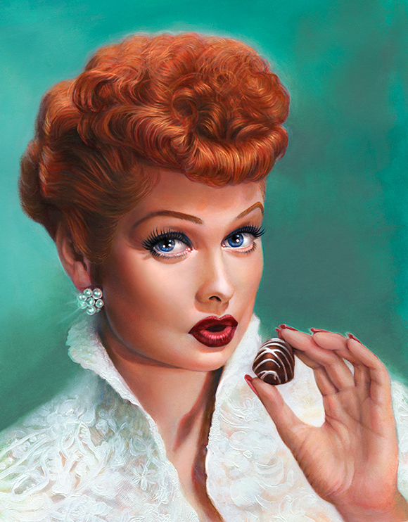 580x742 Lucille Ball I Love Lucy Amp Chocolate Oil Melody Owens Melody - Lucille Ball Painting