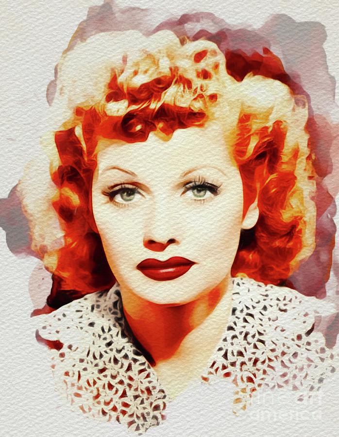 698x900 Lucille Ball, Vintage Actress Painting By John Springfield - Lucille Ball Painting