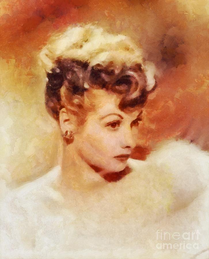 726x900 Lucille Ball, Vintage Hollywood Actress Painting By Sarah Kirk - Lucille Ball Painting