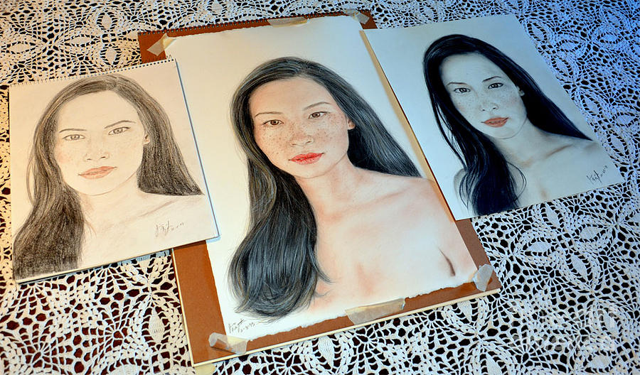 900x528 Striving To Improve On My Drawing Of Lucy Liu Drawing By Jim - Lucy Liu Painting