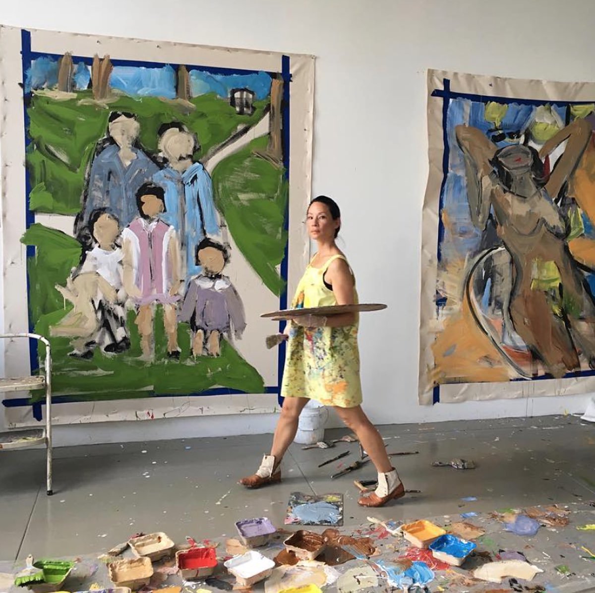 1200x1196 On Twitter Lucy Liu Painting In Her Art - Lucy Liu Painting