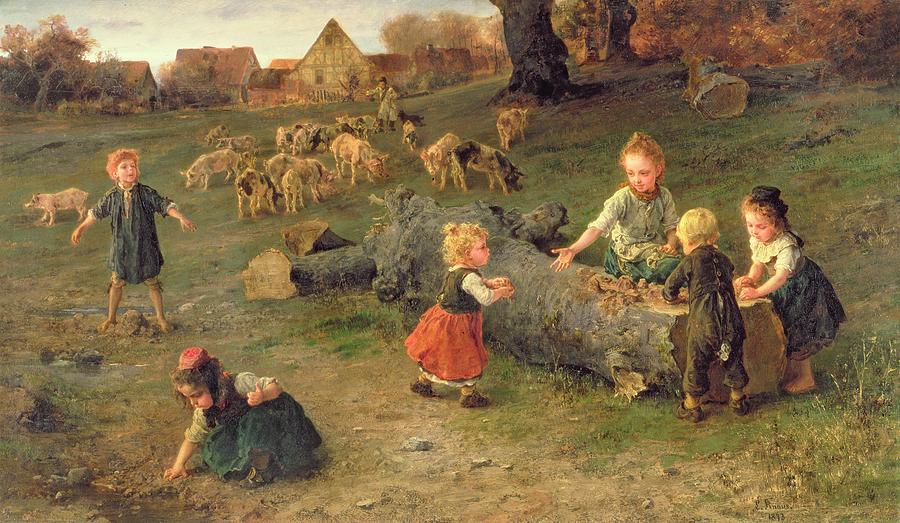 900x523 Mud Pies Painting By Ludwig Knaus - Ludwig Painting