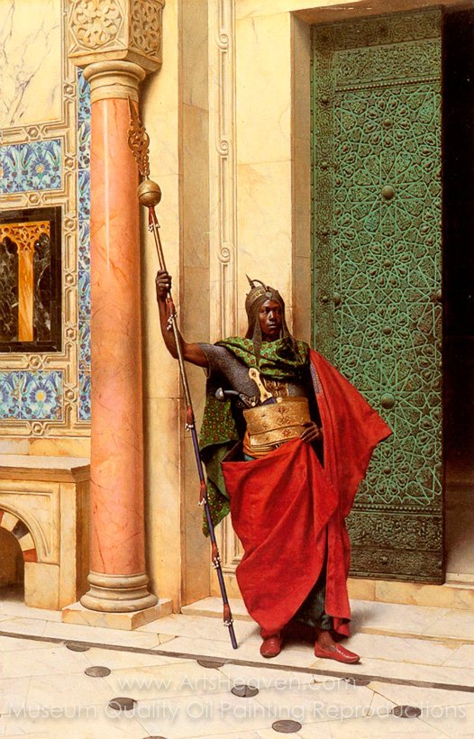 526x820 Reproduction Painting Ludwig Deutsch A Nubian Guard, Hand Painted - Ludwig Painting