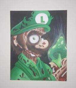 257x300 Original Zombie Luigi Acrylic Painting On Stretched Canvas Ebay - Luigi Painting
