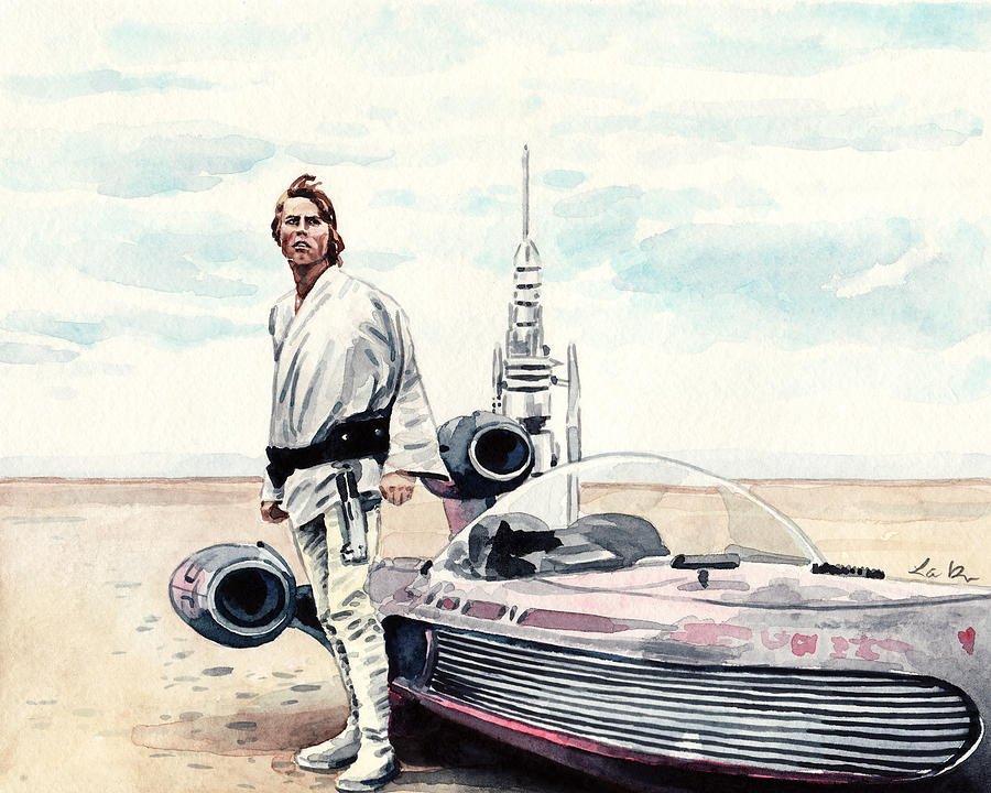 900x720 Luke Skywalker On Tatooine Star Wars A New Hope Painting By Laura Row - Luke Skywalker Painting