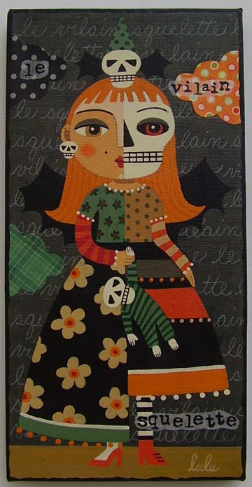 360x695 Halloween Bad Skeleton Girl Canvas Painting By Lulu - Lulu Painting