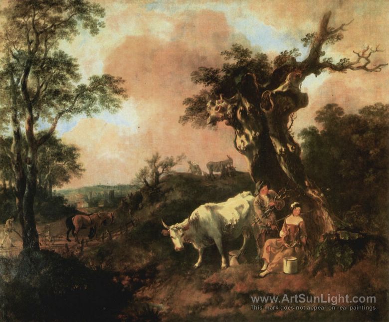 780x646 Lumberjack Is A Milk Maid Wooing 1755 - Lumberjack Painting