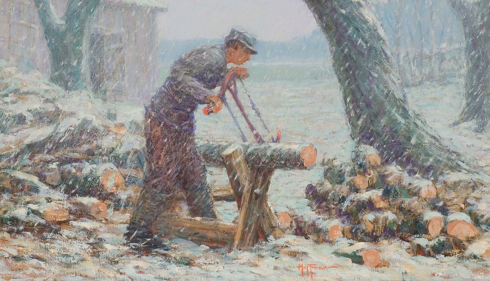 1640x940 Fox Chase Harry Hoffman - Lumberjack Painting
