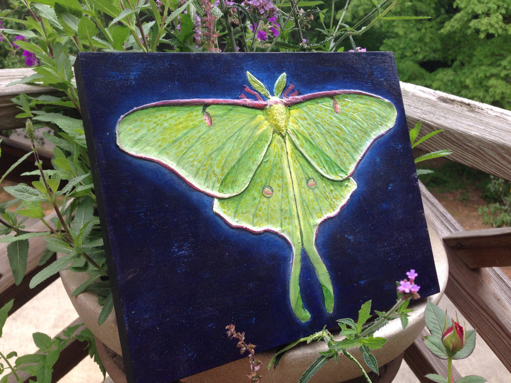 1000x750 Luna Moth Original Painting Paleo Panthera Studio Amp Foundry - Luna Moth Painting