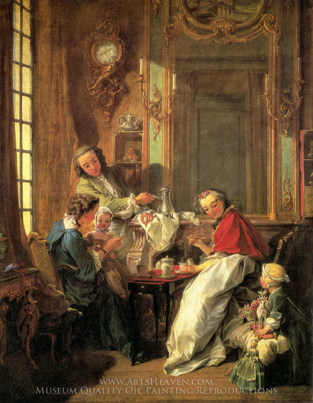 637x820 Reproduction Painting Francois Boucher The Luncheon, Hand Painted - Luncheon Painting