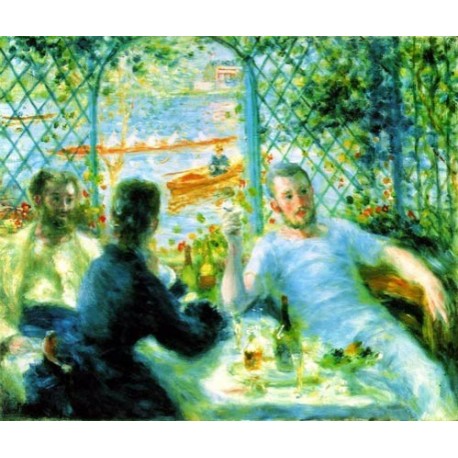 458x458 The Canoeists Luncheon By Pierre Auguste Renoir Art Gallery Oil - Luncheon Painting