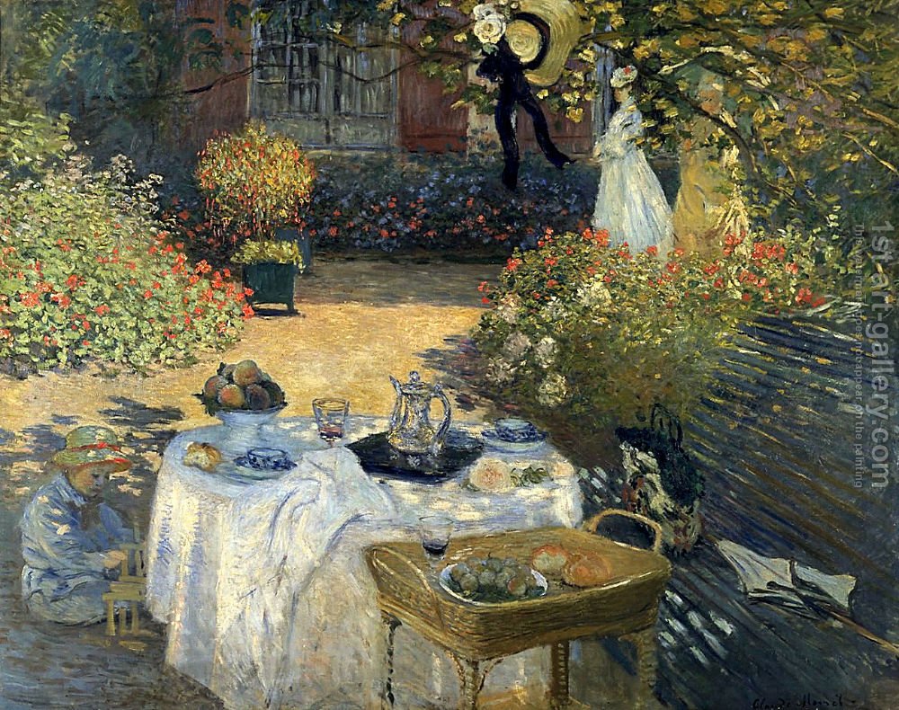 1000x790 The Luncheon (Monet's Garden At Argenteuil) Claude Oscar Monet - Luncheon Painting