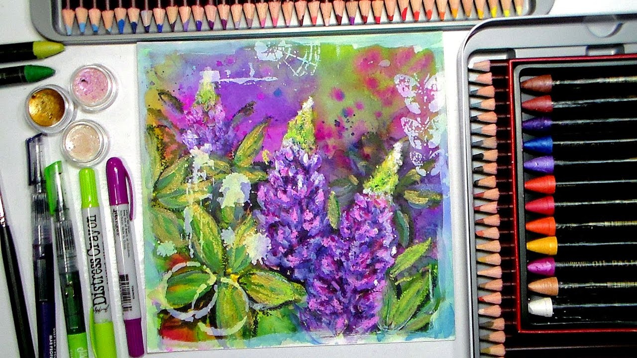 1280x720 Lupine Flowers Mixed Media Time Lapse Painting - Lupine Painting