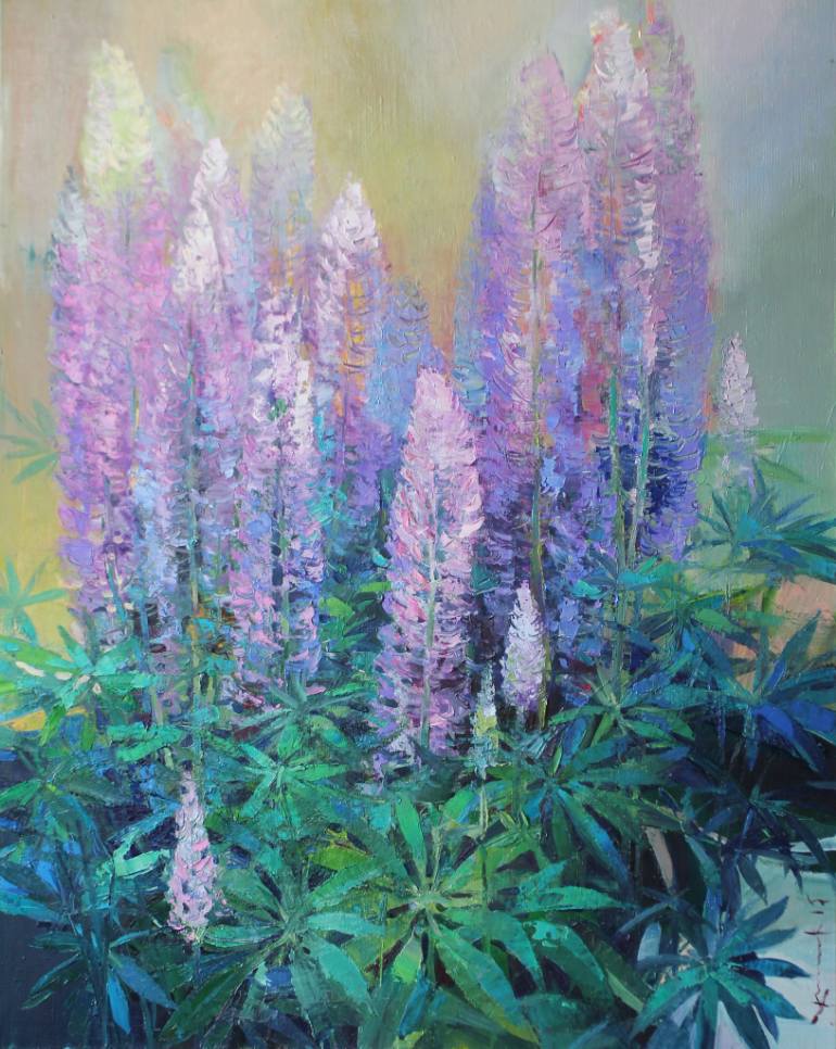 770x966 Saatchi Art Lupine Painting By Viktor Zhmak - Lupine Painting