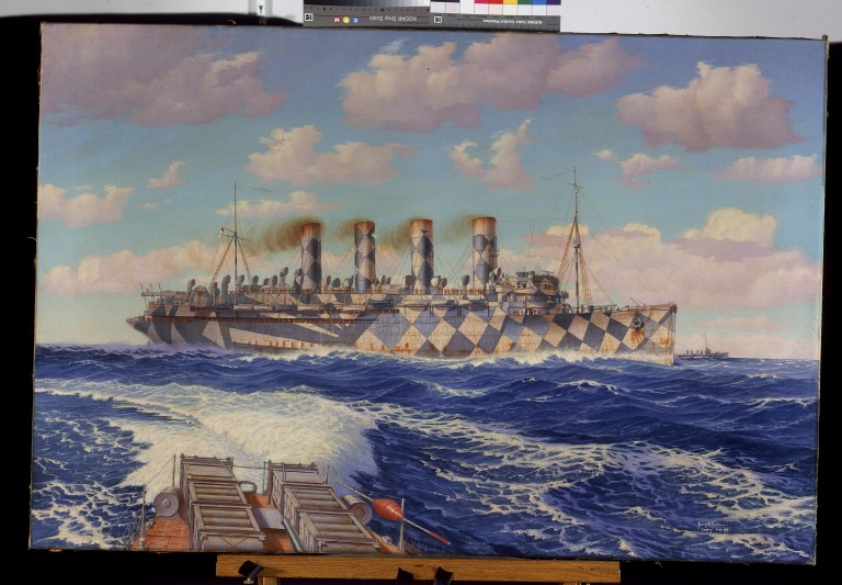 768x533 Mauretania (I) In Dazzle Paint As A Troopship During Ww1 - Lusitania Painting