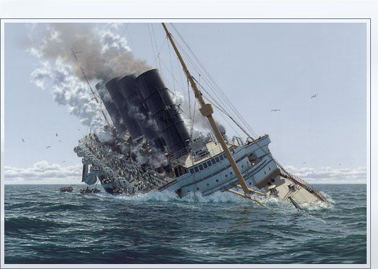 534x381 Rms Lusitania. Sunk By A German U Boat On May 7, 1915. Painting By - Lusitania Painting
