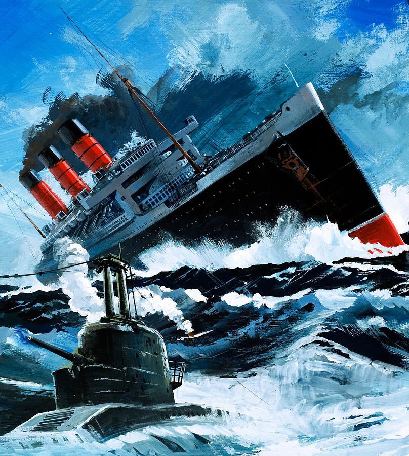 808x900 Sinking Of The Lusitania Painting By English School - Lusitania Painting