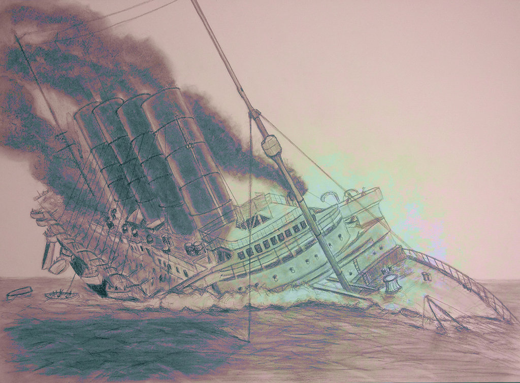 1024x755 Lusitania Sinking By Darkmoon3d - Lusitania Sinking Painting