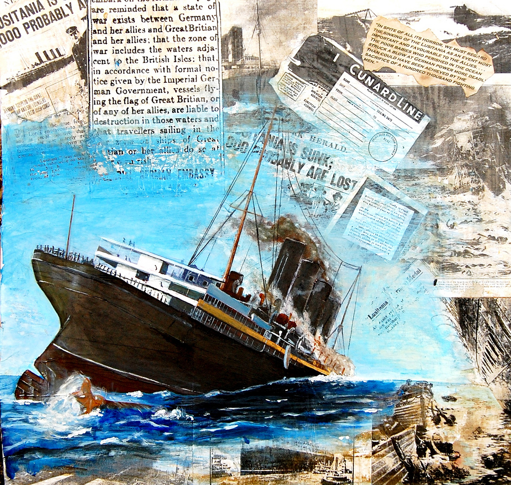 1024x972 My Painting Of The Lusitania Sinking This Is 10minutes - Lusitania Sinking Painting