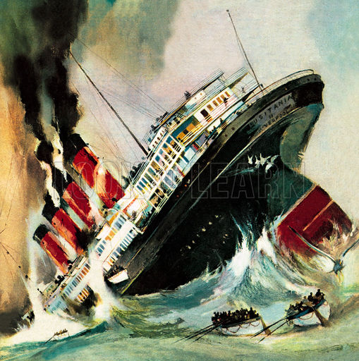509x512 Sinking Of The Lusitania - Lusitania Sinking Painting