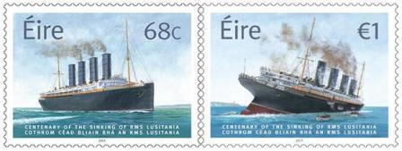 448x169 Stamp Set Captures Lusitania Tragedy - Lusitania Sinking Painting