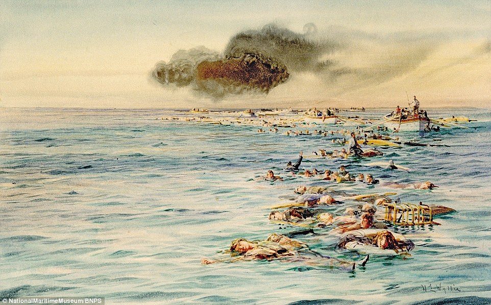 962x597 The Lusitania Victims' Watery Grave Forgotten Paintings Reveal - Lusitania Sinking Painting