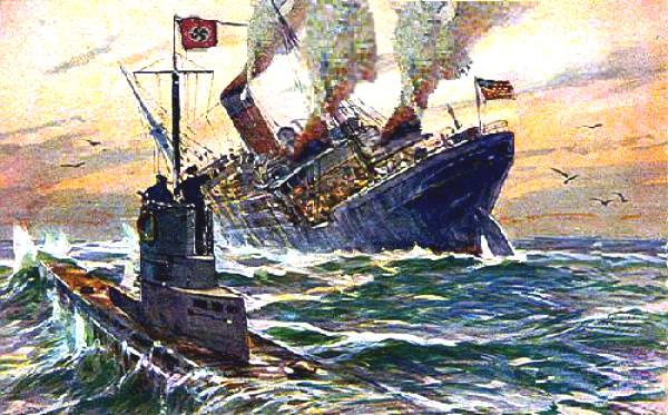 600x373 Lusitania Torpedo Sinking U20 Atlantic Ocean Ireland Coast Kinsale - Lusitania Sinking Painting