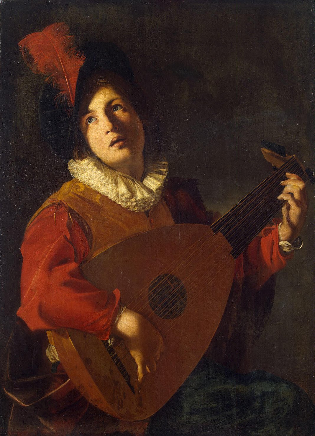 1068x1478 Lute Player Painting Tournier Nicolas Oil Paintings - Lute Painting