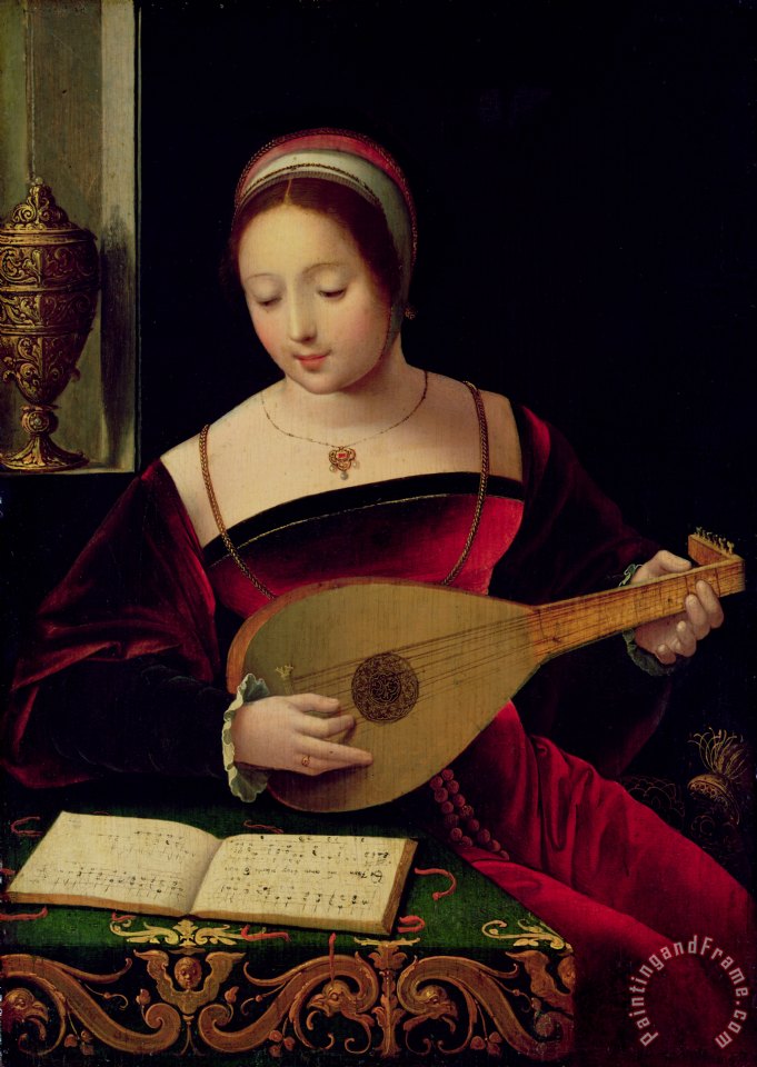 681x960 Master Of The Female Half Lengths Mary Magdalene Playing The Lute - Lute Painting