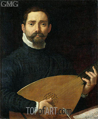 330x400 Portrait Of A Lute Player Annibale Carracci Painting - Lute Painting