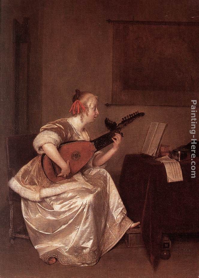 664x928 Gerard Ter Borch The Lute Player Painting Anysize 50% Off - Lute Player Painting