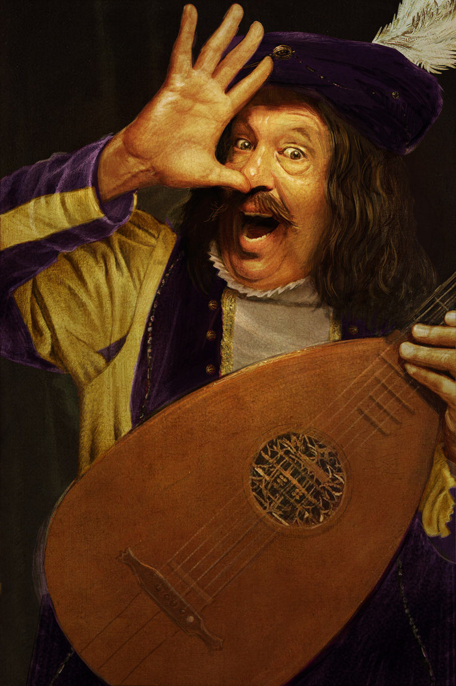 900x1352 Happy Lute Player By Jasperholland - Lute Player Painting