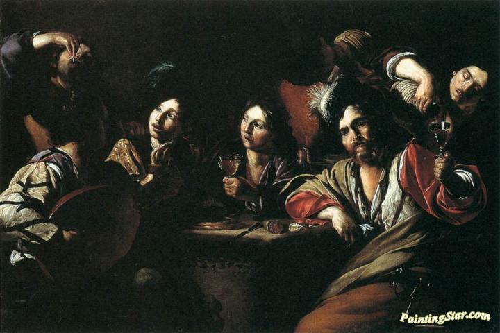 720x480 Tavern Scene With A Lute Player Artwork By Bartolomeo Manfredi Oil - Lute Player Painting