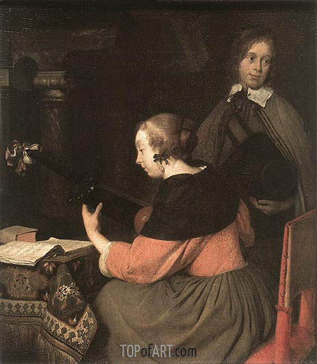 463x532 The Lute Player Gerard Ter Borch Painting 151 Topofart - Lute Player Painting