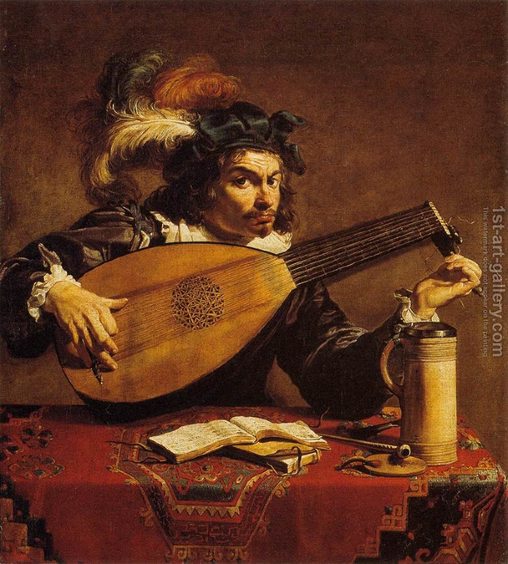 1000x1111 The Lute Player Theodoor Rombouts Reproduction 1st Art Gallery - Lute Player Painting
