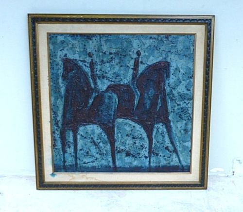 500x437 Huge 60's Mid Century Modern Horse Painting Style Of Marino Marini - Luzon Painting